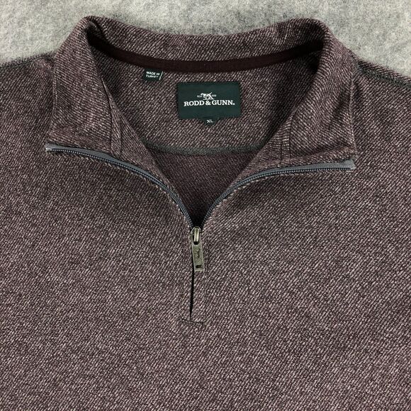 Rodd‎ & Gunn Mens 1/4 Zip Pullover XL Maroon Elbow Pads Sweater Long Sleeve - Picture 4 of 11